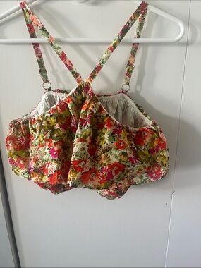 J. Crew Floral Cropped Tank Top in Green, Pink, Orange